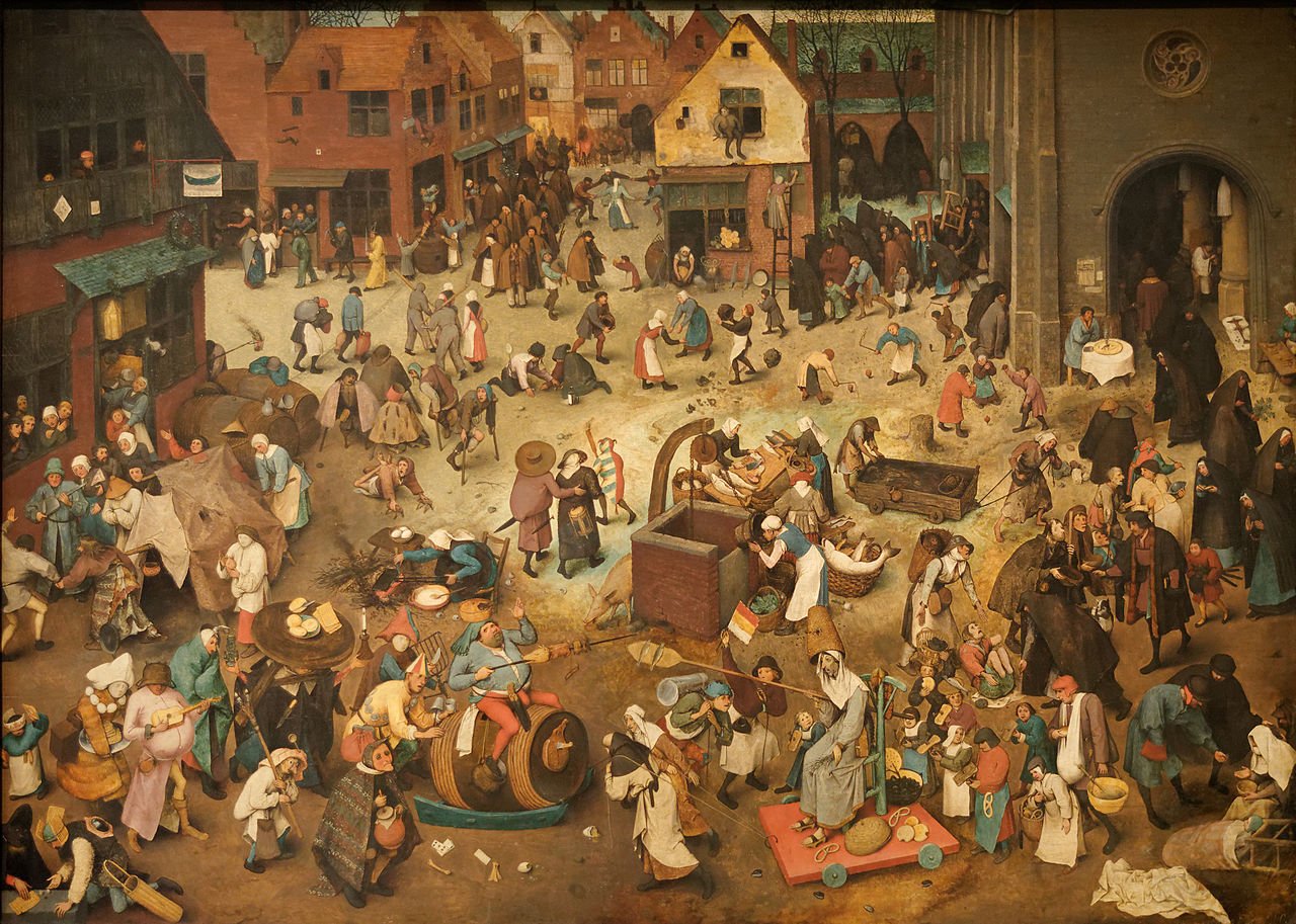 The Fight between Carnival and Lent, vintage artwork by Pieter Bruegel the Elder, A3 (16x12") Poster Print