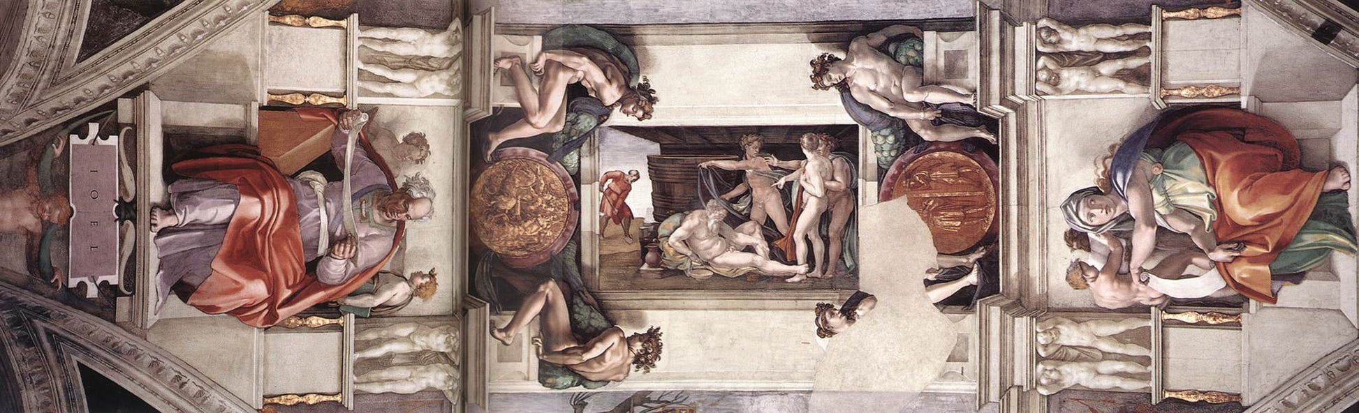The first bay of the ceiling, vintage artwork by Michelangelo, A3 (16x12") Poster Print