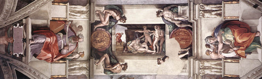 The first bay of the ceiling, vintage artwork by Michelangelo, A3 (16x12") Poster Print