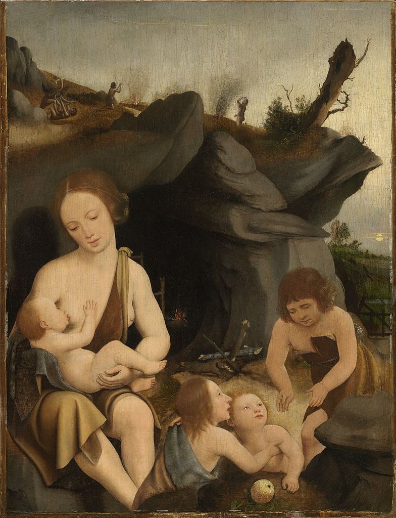The First Family, vintage artwork by Attributed to Jan Mostaert, A3 (16x12") Poster Print