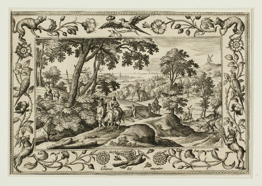 The Flight into Egypt, from Landscapes with Old and New Testament Scenes and Hunting Scenes by Adriaen Collaert (Flemish, c. 1560–1618) , 23x16"( A2 size) Poster Print