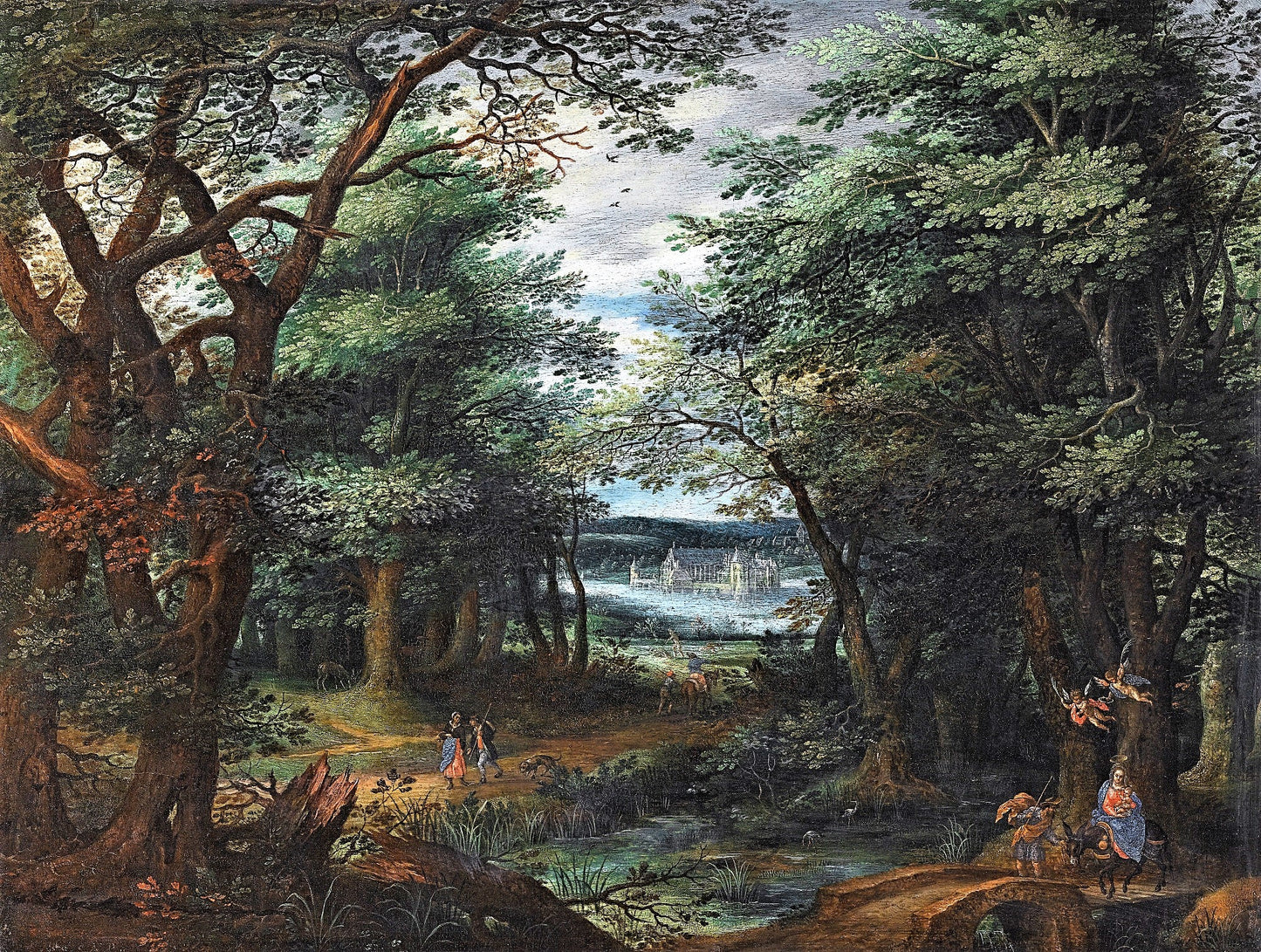 The Flight into Egypt (Matthew 2:13-15), vintage artwork by Denijs van Alsloot, 12x8" (A4) Poster
