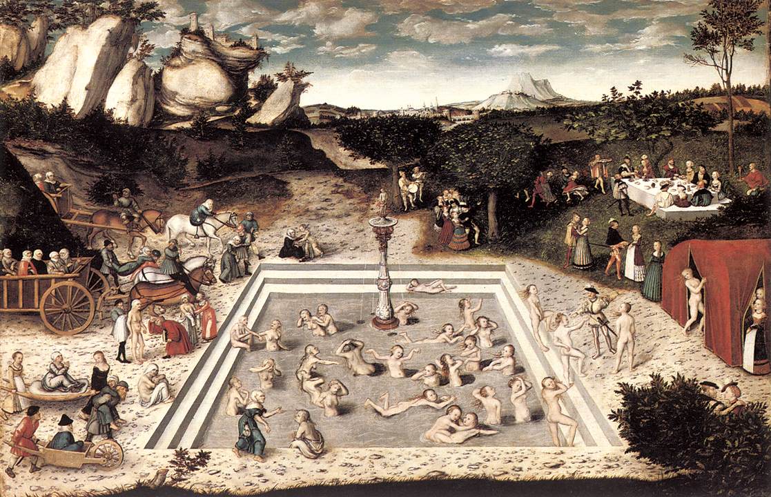The Fountain of Youth, vintage artwork by Lucas Cranach the Elder, A3 (16x12") Poster Print