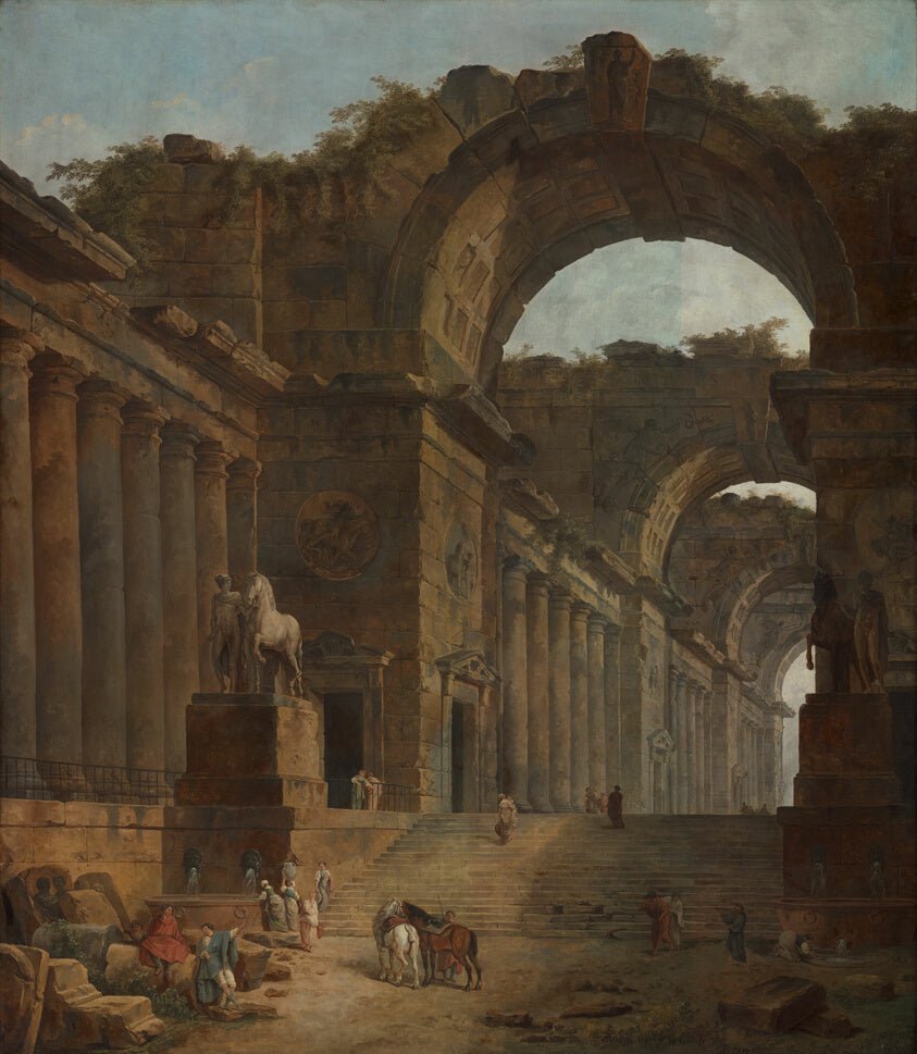 The Fountains by Hubert Robert, 23x16"( A2 size ) Poster Print