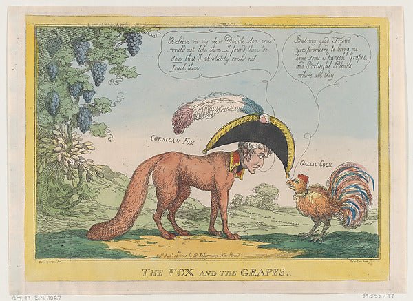 The Fox and the Grapes September 15, 1808-Thomas Rowlandson, A, vintage art, A3 (16x12") Poster Print
