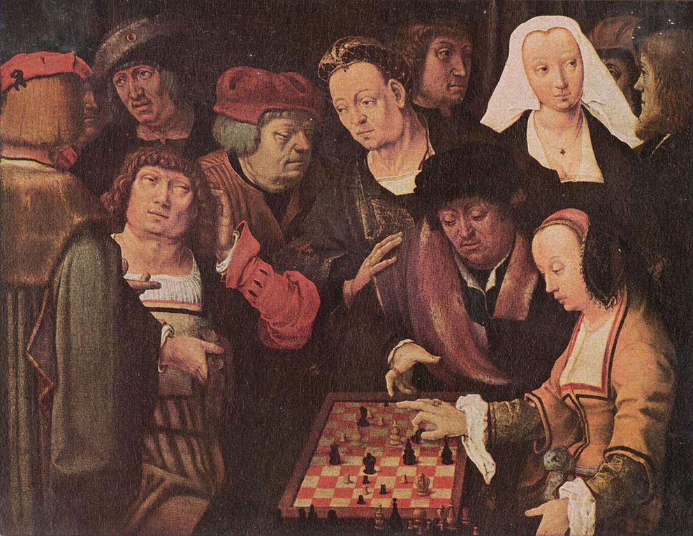 The Game of Chess, vintage artwork by Lucas van Leyden, A3 (16x12") Poster Print