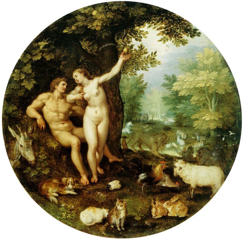 The Garden of Eden with the Fall of Man, vintage artwork by Jan Brueghel the Elder, 12x8" (A4) Poster