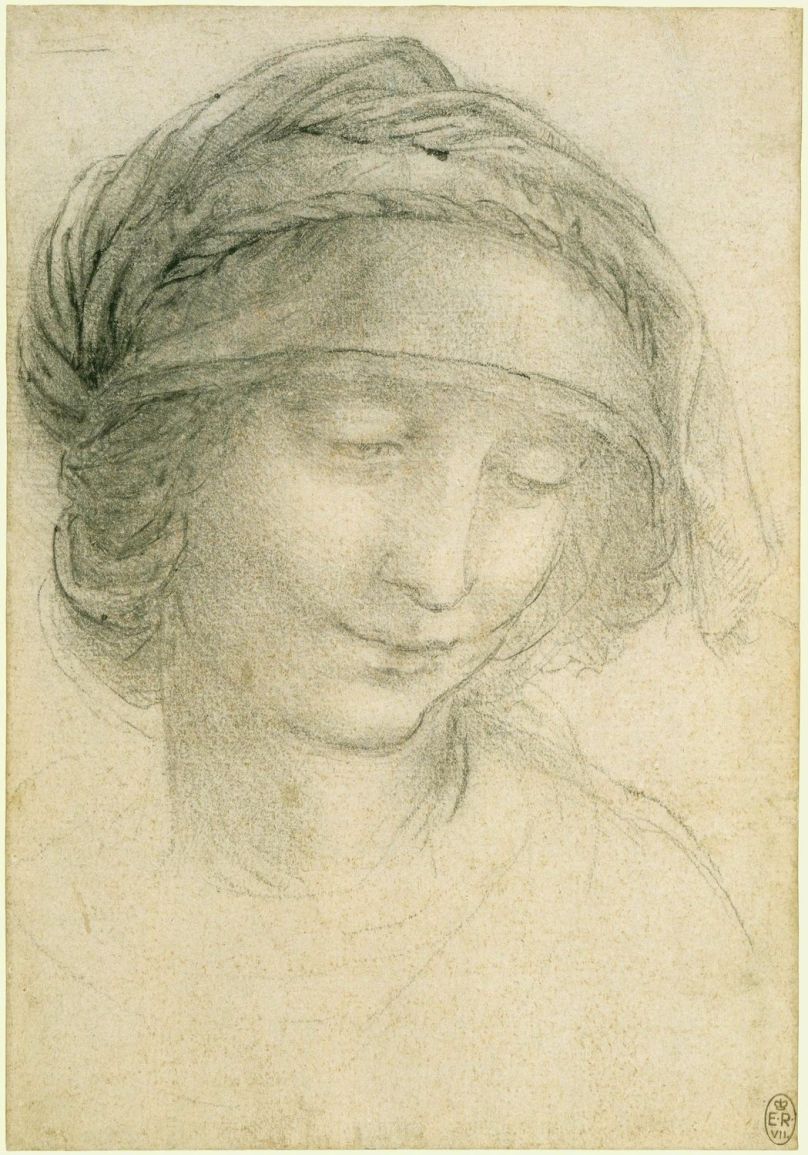 The Head of Saint Anne, vintage artwork by Leonardo da Vinci, A3 (16x12") Poster Print