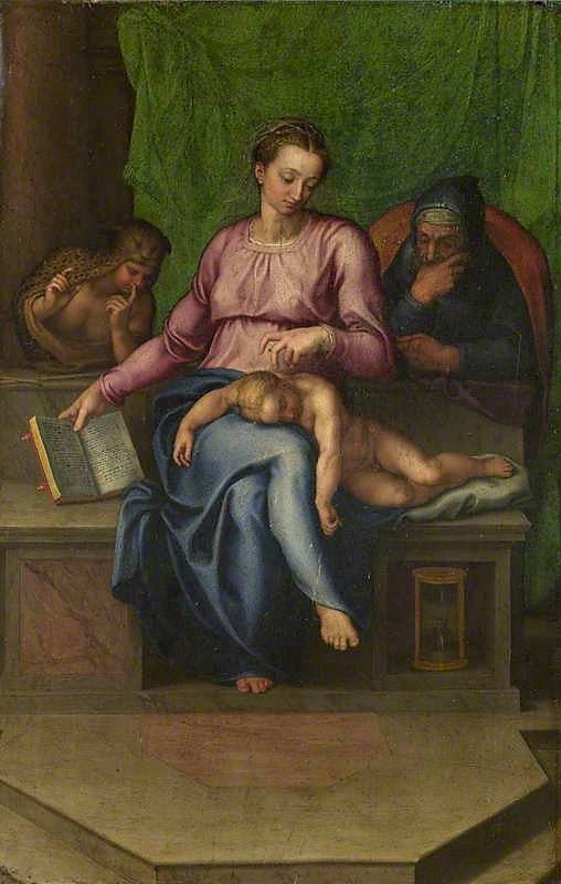 The Holy Family (Il Silenzio) (after Michelangelo), vintage artwork by Attributed to Marcello Venusti, A3 (16x12") Poster Print