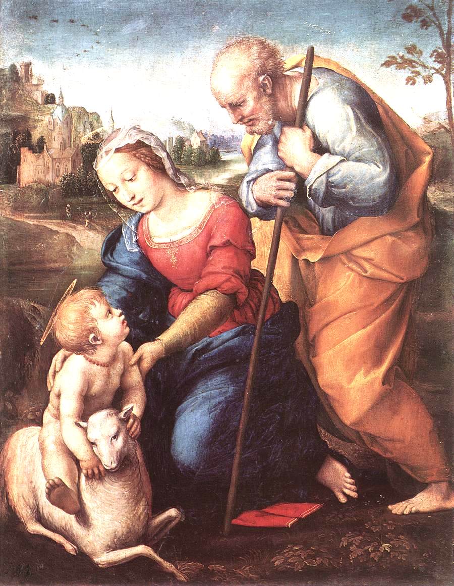 The Holy Family with a Lamb, vintage artwork by Raphael, A3 (16x12") Poster Print