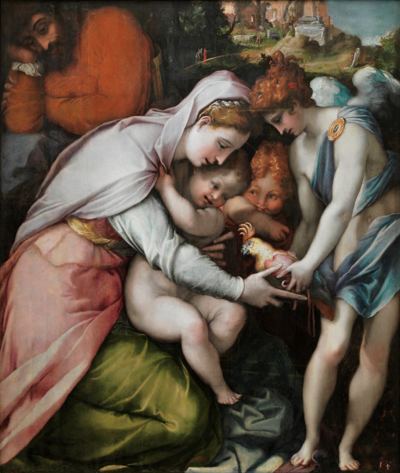 The Holy Family with a Parrot, vintage artwork by Francesco Salviati, A3 (16x12") Poster Print