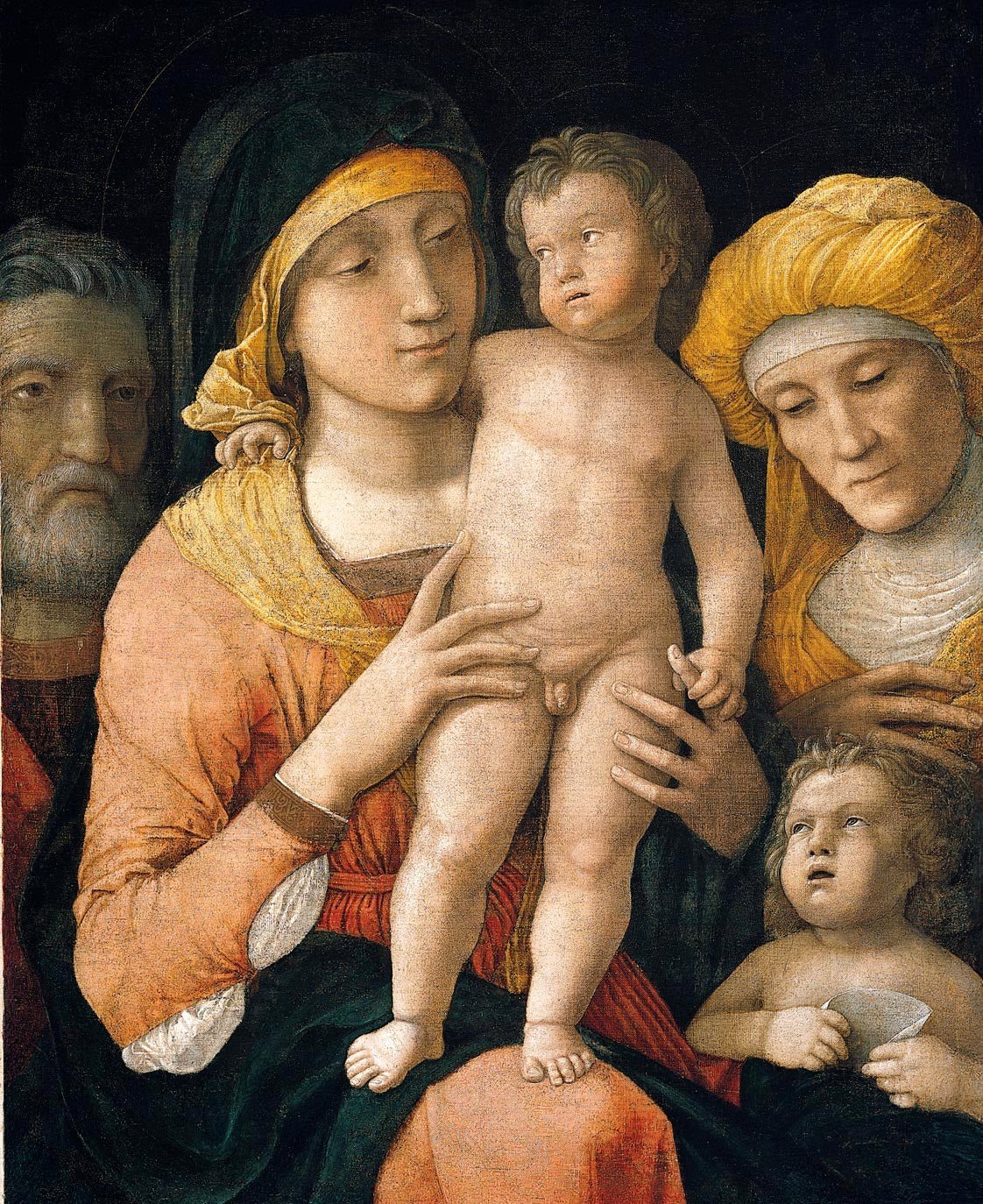 The Holy Family with Saint Elizabeth and the Infant John the Baptist, vintage artwork by Andrea Mantegna, A3 (16x12") Poster Print