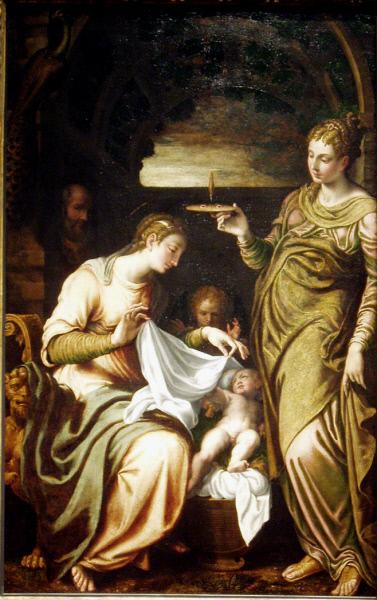 The Holy Family with Saint Lucy, vintage artwork by Bernardino Campi, A3 (16x12") Poster Print