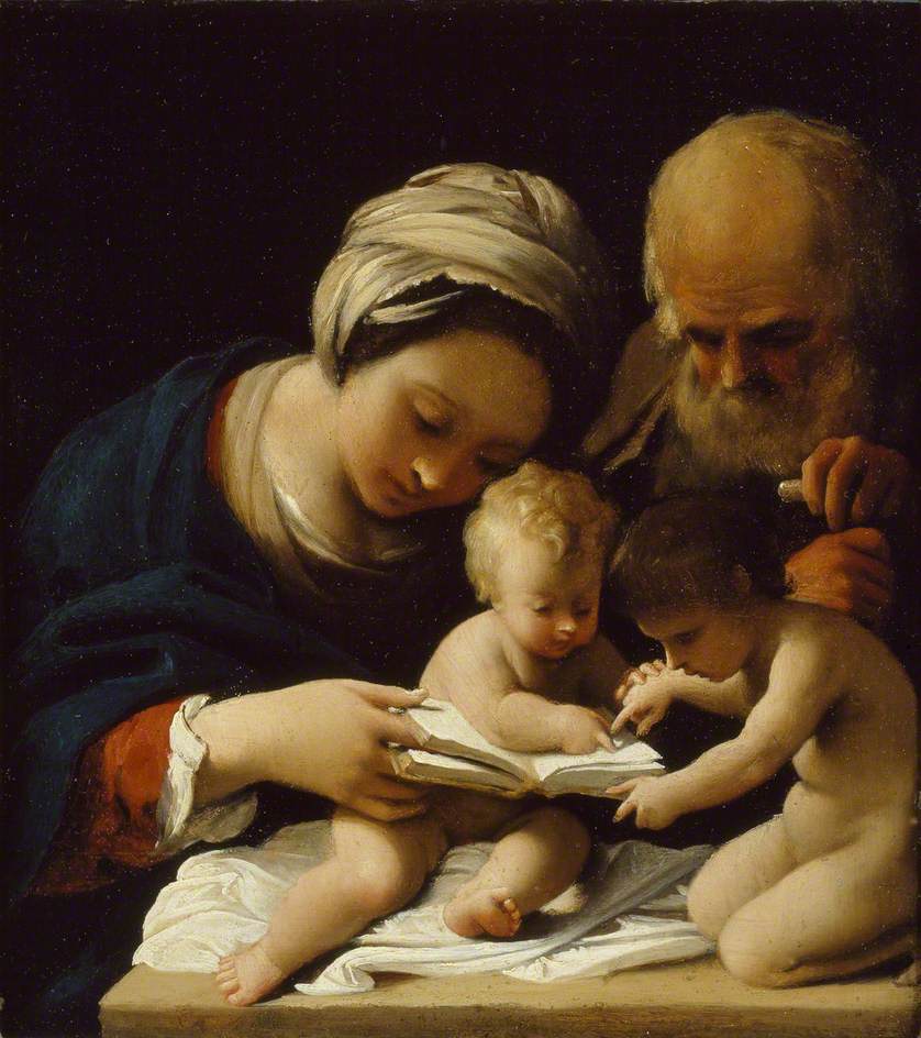 The Holy Family with the Young Saint John the Baptist, vintage artwork by Bartolomeo Schedoni, 12x8" (A4) Poster