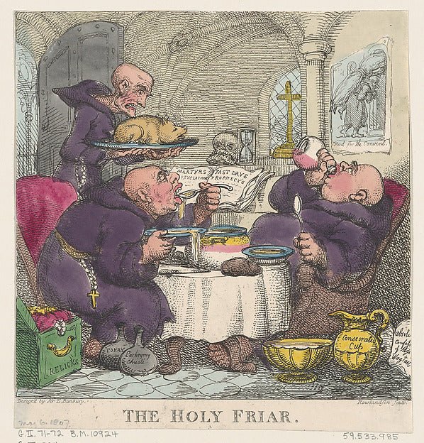 The Holy Friar May 6, 1807-Thomas Rowlandson, After Henry Wil, vintage art, A3 (16x12") Poster Print