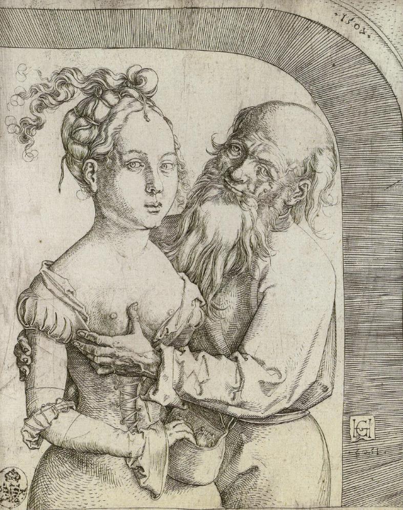 The Ill-Matched Couple, vintage artwork by Hans Baldung, A3 (16x12") Poster Print