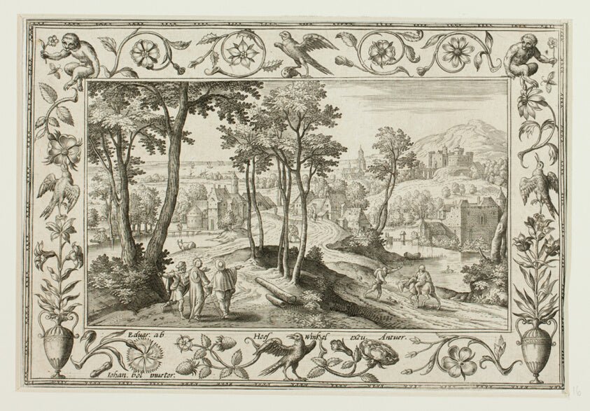 The Journey to Emmaus, from Landscapes with Old and New Testament Scenes and Hunting Scenes by Adriaen Collaert (Flemish, c. 1560–1618) , 23x16"( A2 size ) Poster Print