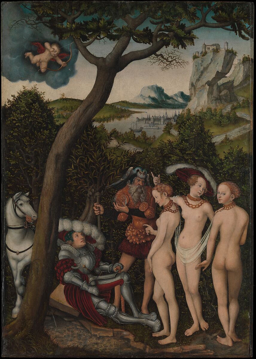 The Judgement of Paris by Lucas Cranach the Elder, vintage art, modern poster print