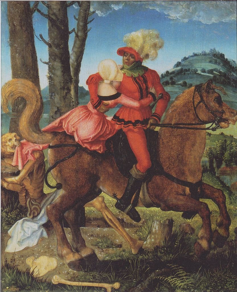 The Knight, the Young Girl and Death, vintage artwork by Hans Baldung, A3 (16x12") Poster Print