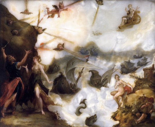 The Liberation of Andromeda, Aeolus and Aeneas Releasing the Winds, vintage artwork by Hans von Aachen, 12x8" (A4) Poster