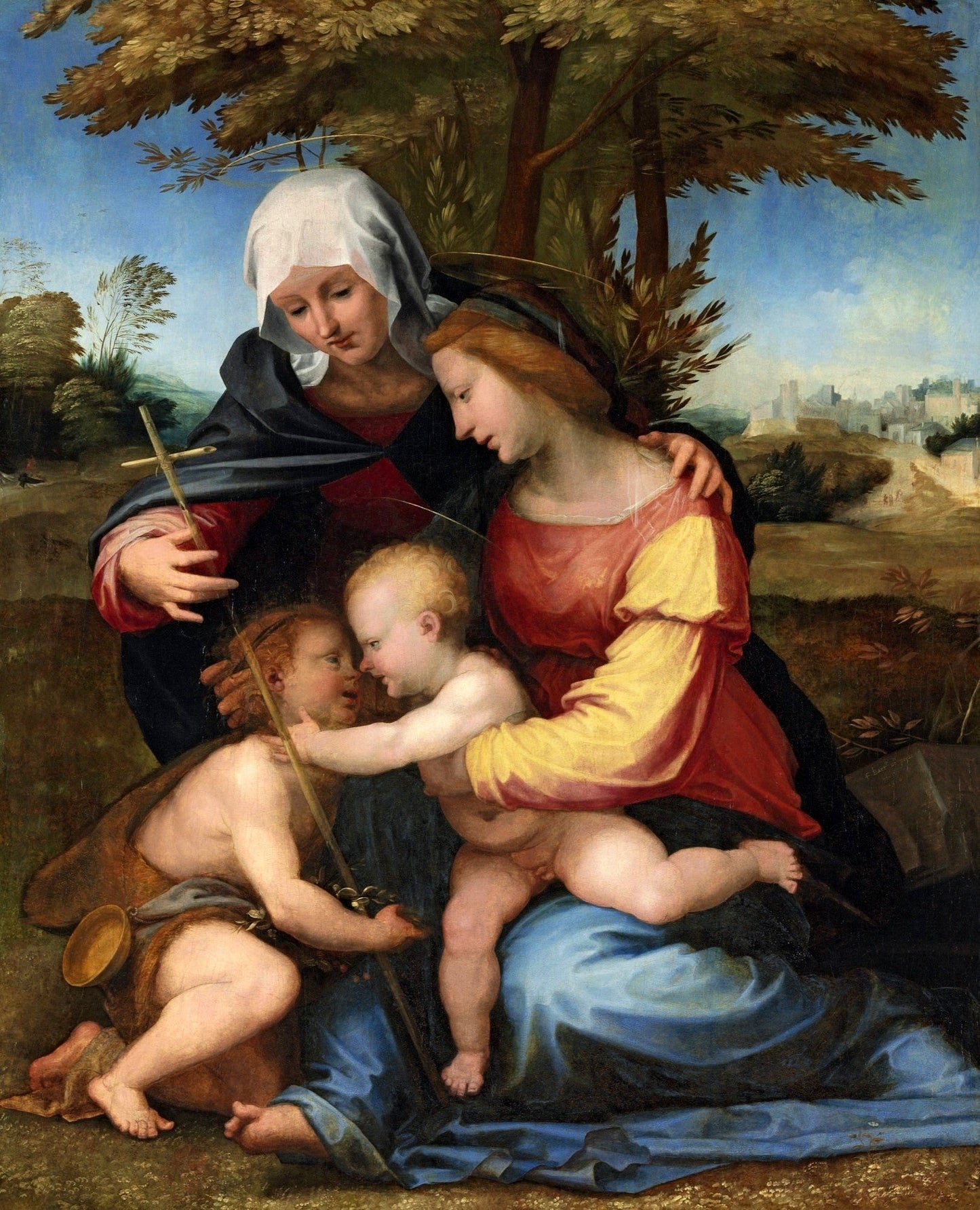 The Madonna and Child in a Landscape with Saint Elizabeth and the Infant Saint John the Baptist, vintage artwork by Fra Bartolomeo, A3 (16x12") Poster Print