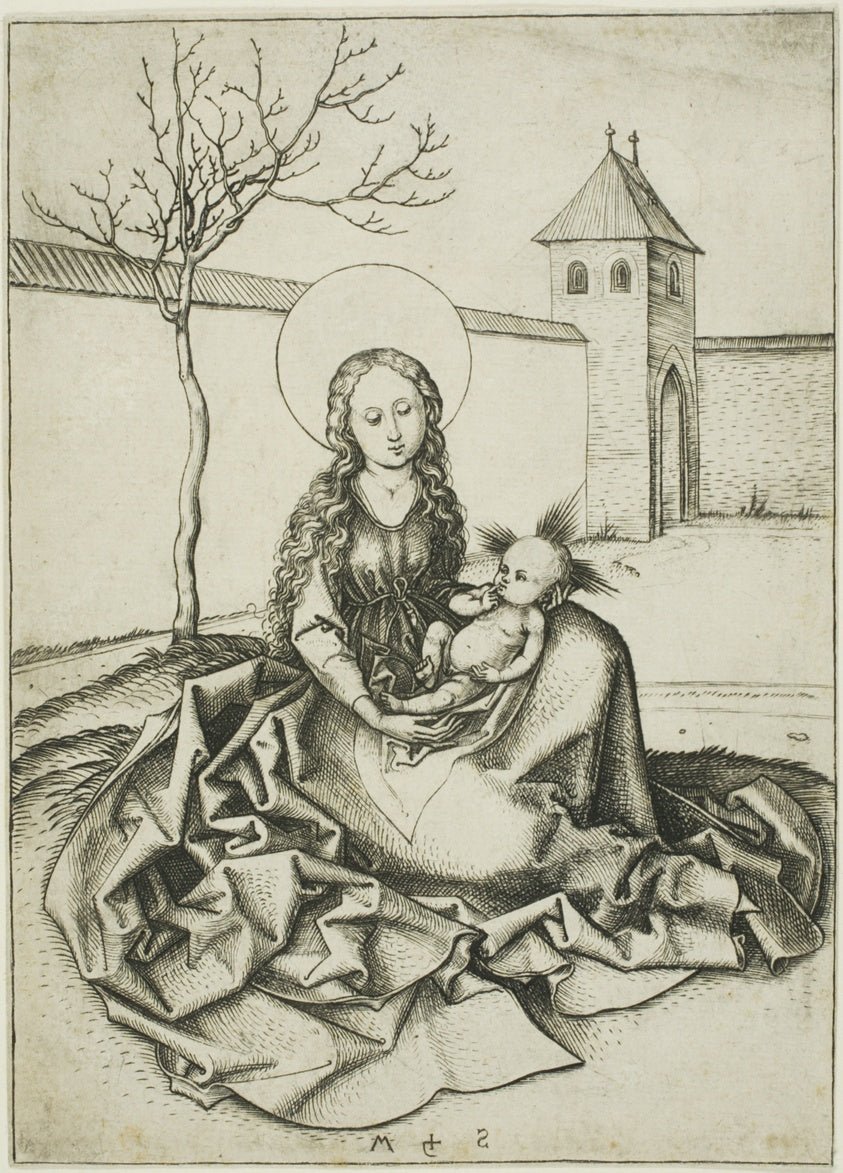 The Madonna and Child in the Courtyard by Martin Schongauer, 23x16"( A2 size ) Poster Print