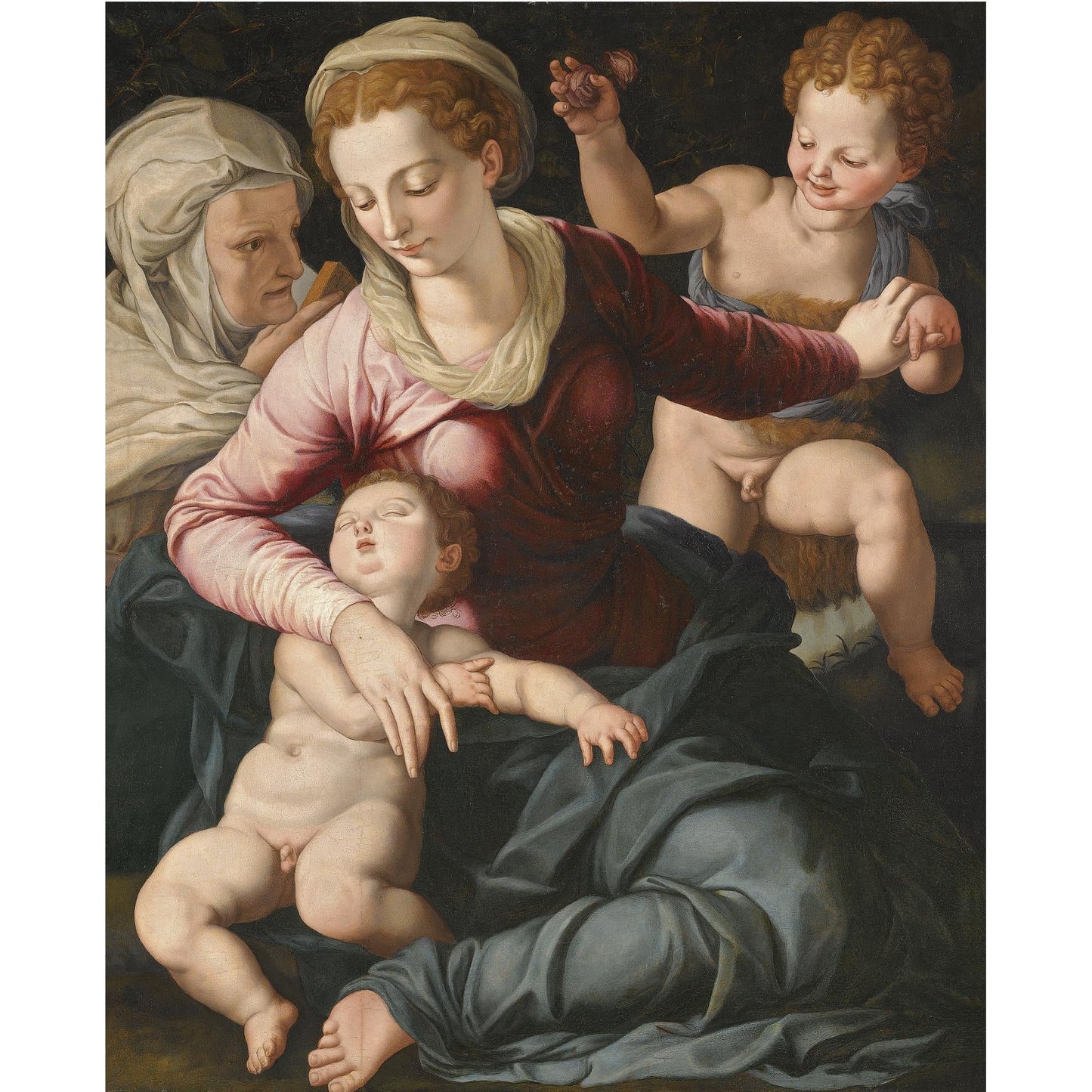 The Madonna and Child with Saint John the Baptist and Saint Anne, vintage artwork by Agnolo Bronzino, A3 (16x12") Poster Print