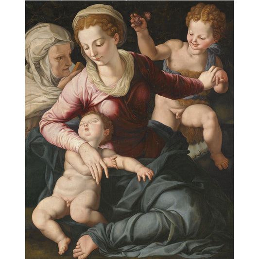 The Madonna and Child with Saint John the Baptist and Saint Anne, vintage artwork by Agnolo Bronzino, A3 (16x12") Poster Print