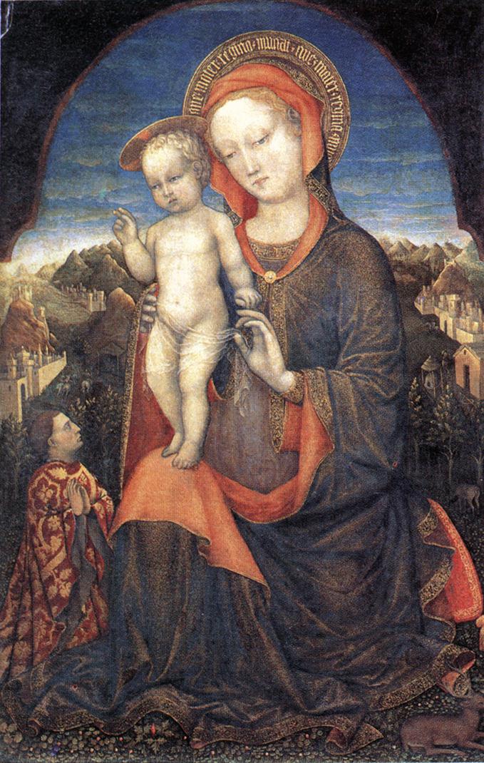 The Madonna of Humility adored by a Prince from the House d'Este, vintage artwork by Jacopo Bellini, A3 (16x12") Poster Print