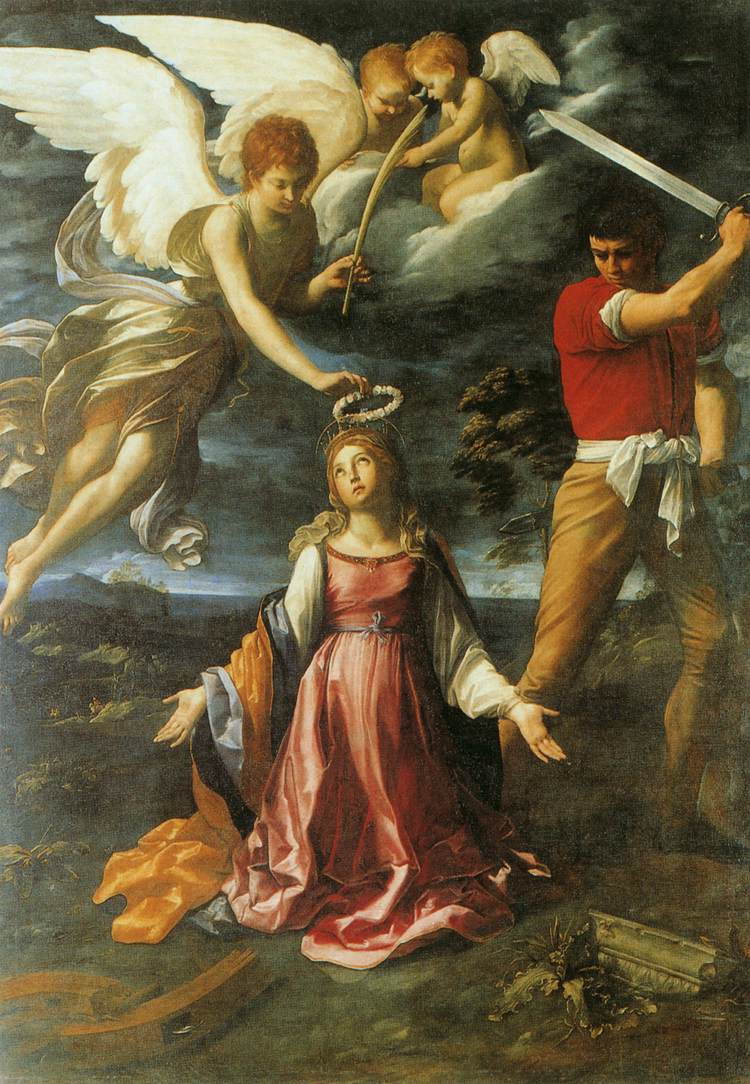 The Martyrdom of St. Catherine of Alexandria, vintage artwork by Guido Reni, 12x8" (A4) Poster
