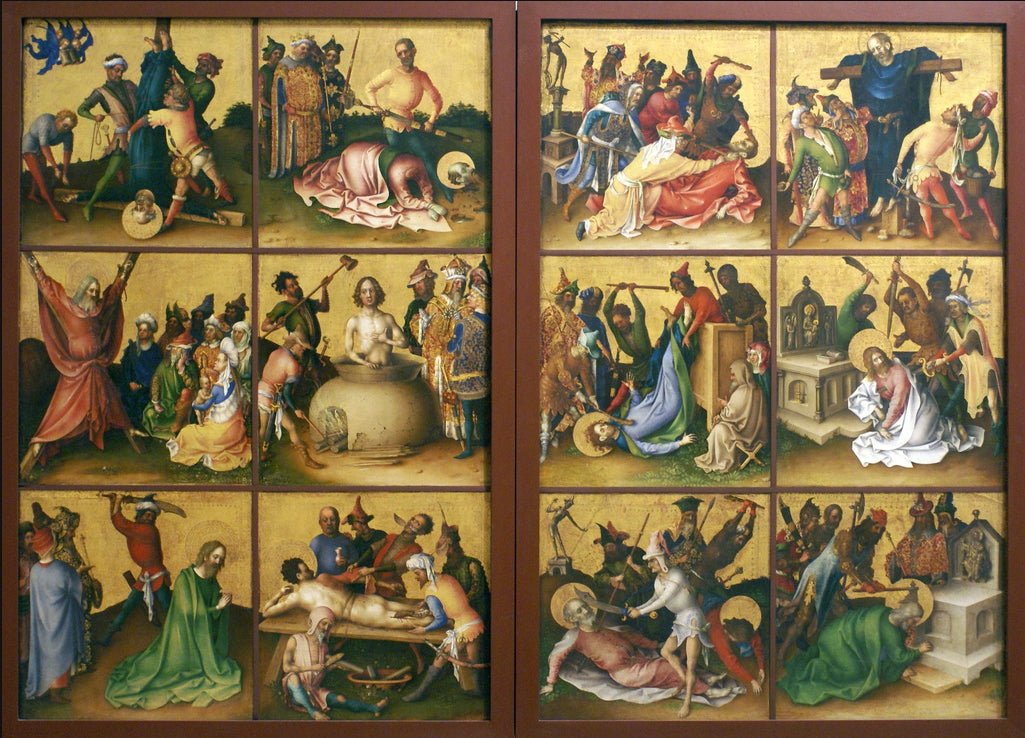 The Martyrdom of the Apostles, vintage artwork by Stefan Lochner, A3 (16x12") Poster Print