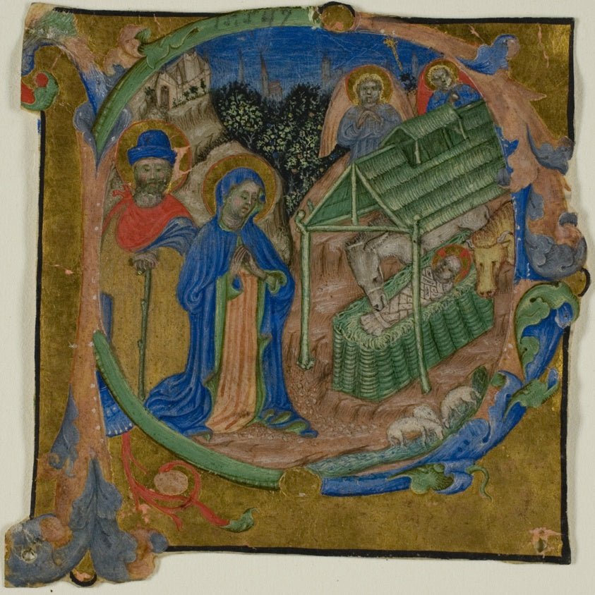 The Nativity in a Historiated Initial "P" from a Choir Book by Italian (Padua),23x16"( A2 size ) Poster Print