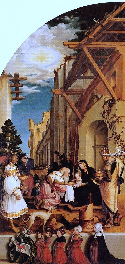 The Oberried Altarpiece ~ Left wing: Adoration of the Magi, vintage artwork by Hans Holbein the Younger, A3 (16x12") Poster Print