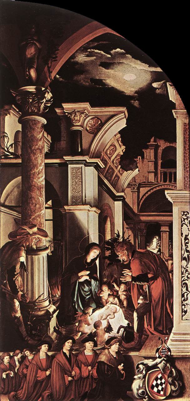 The Oberried Altarpiece ~ Right panel: Adoration of the Shepherds, vintage artwork by Hans Holbein the Younger, A3 (16x12") Poster Print