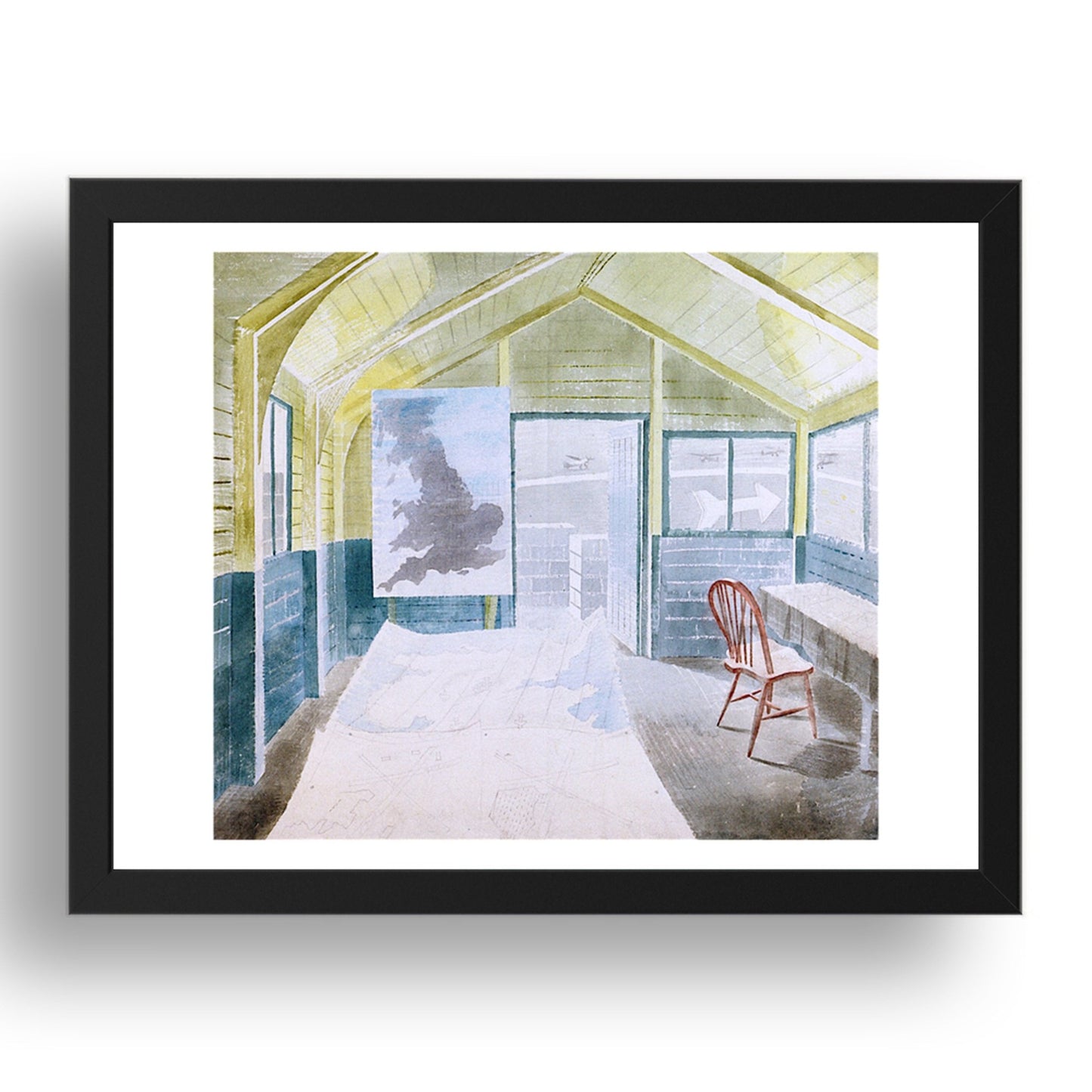 The Operations Room, 1942 by Eric Ravilious, 17x13" Frame