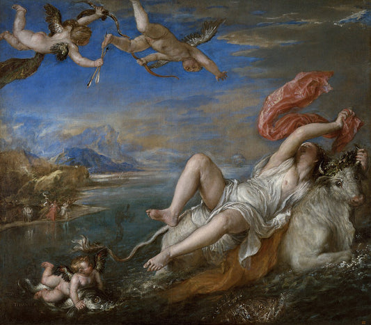 The Rape of Europa by Titian, vintage art, modern poster print