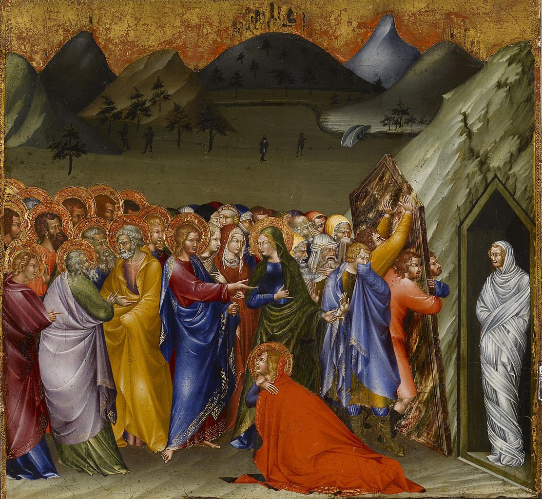 The Resurrection of Lazarus, vintage artwork by Giovanni di Paolo, A3 (16x12") Poster Print