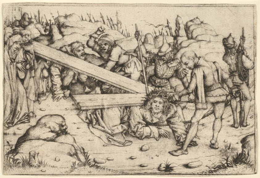 The Road to Calvary by Master of the Housebook, 23x16"( A2 size ) Poster Print