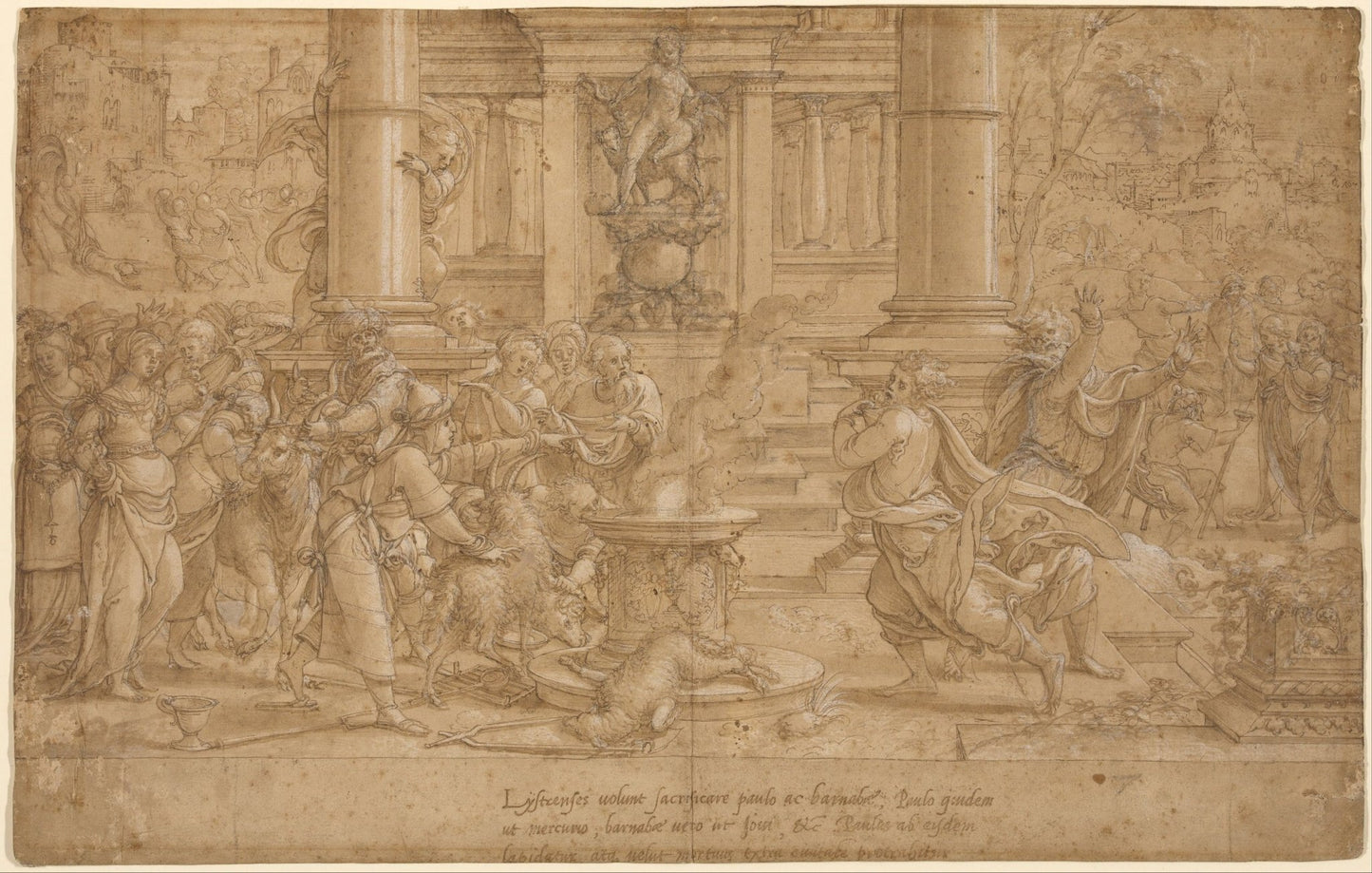 The Sacrifice at Lystra, vintage artwork by Pieter Coecke van Aelst, A3 (16x12") Poster Print