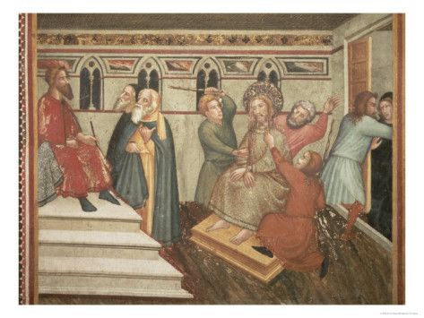 The Scourging of Christ by Ferrer Bassa, vintage art, modern poster print