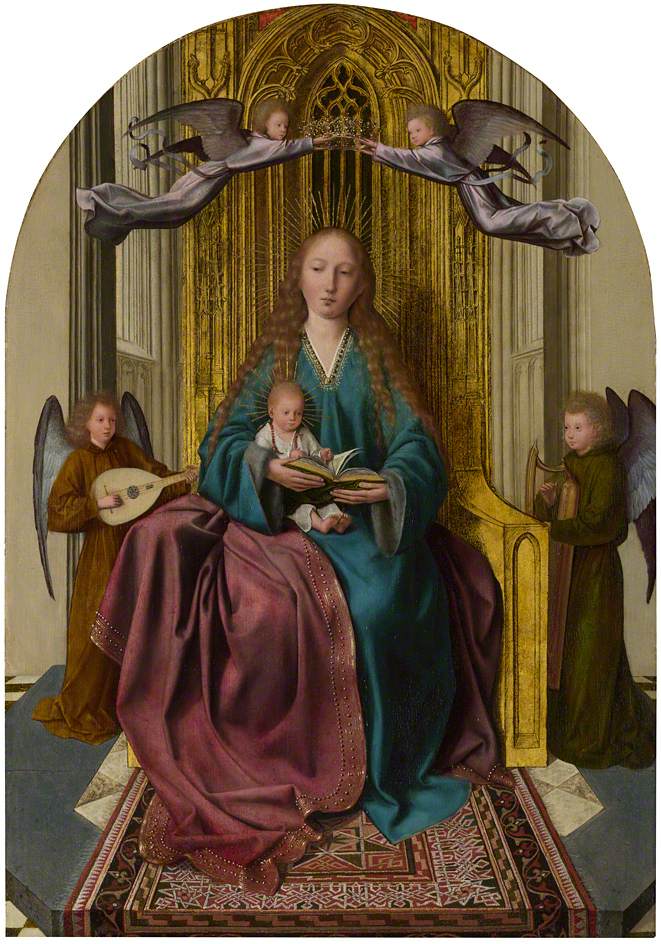 The Virgin and Child Enthroned with Four Angels, vintage artwork by Quentin Massys, A3 (16x12") Poster Print