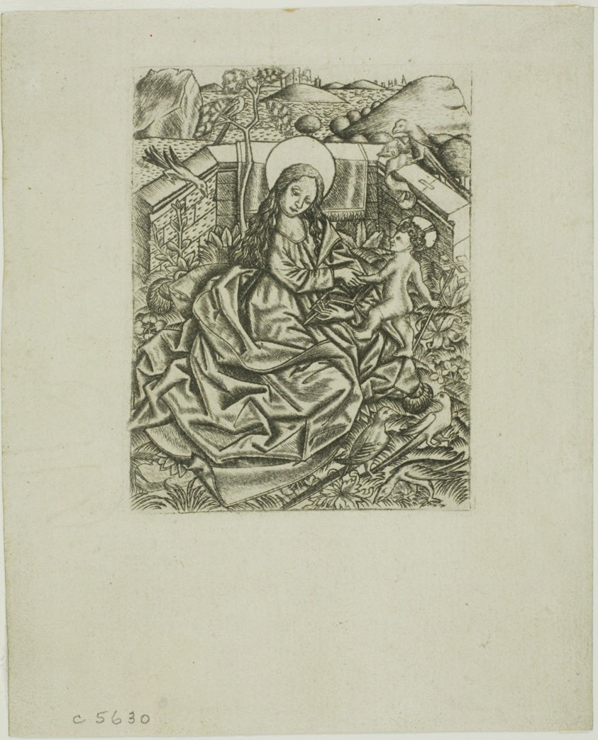 The Virgin and Child in the Garden by Israhel van Meckenem (German, c. 1440/45-1503), 23x16"( A2 size) Poster Print