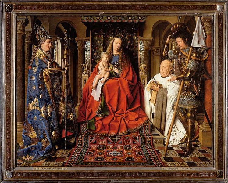 The Virgin and Child with Canon van der Paele, vintage artwork by Jan van Eyck, A3 (16x12") Poster Print