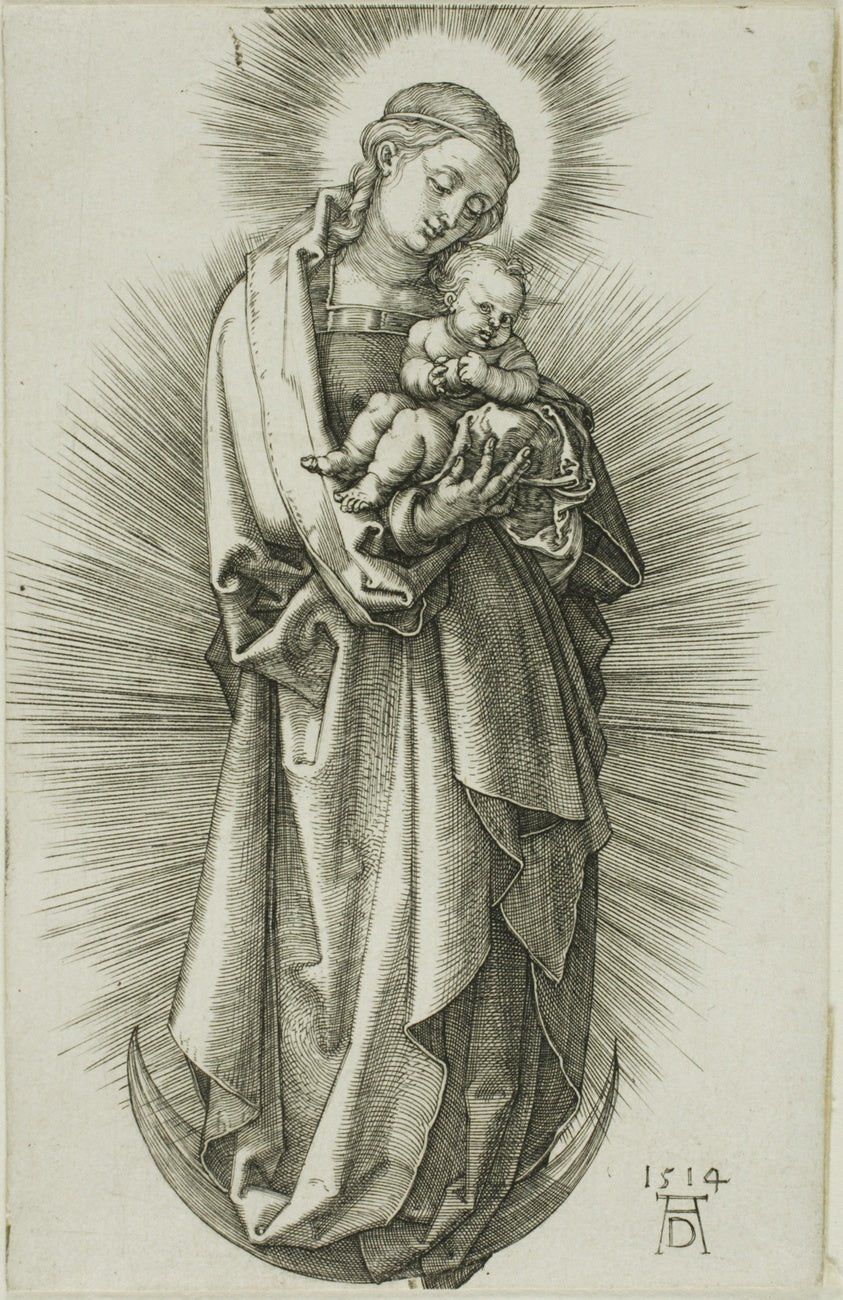 The Virgin on the Crescent with a Diadem by Albrecht Dürer, 23x16"( A2 size) Poster Print