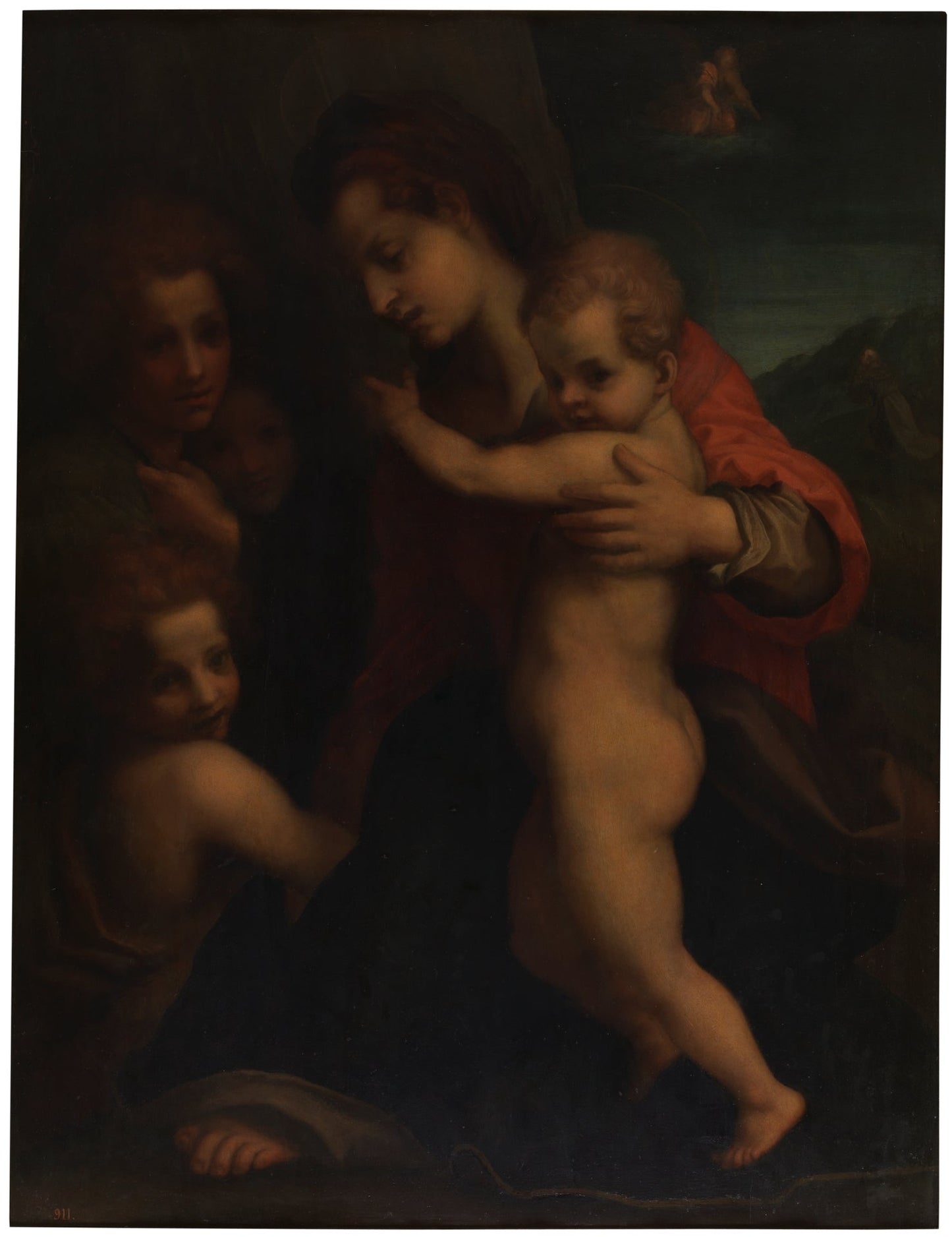 The Virgin with the Child, Saint John and Angels, vintage artwork by Andrea del Sarto, A3 (16x12") Poster Print