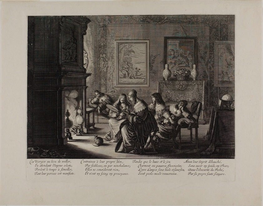 The Wise and Foolish Virgins, plate five by Abraham Bosse,23x16"( A2 size ) Poster Print