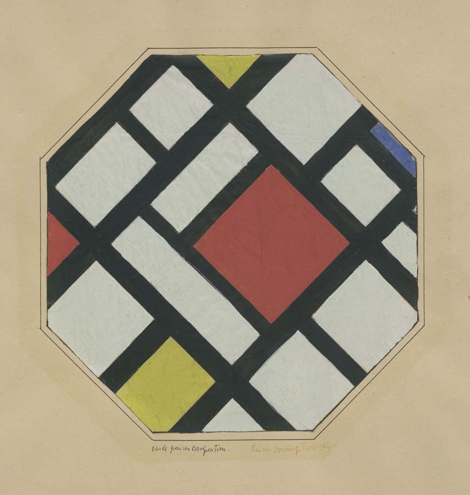 Theo van Doesburg - Study for a Composition, vintage art, A3 (16x12") Poster Print