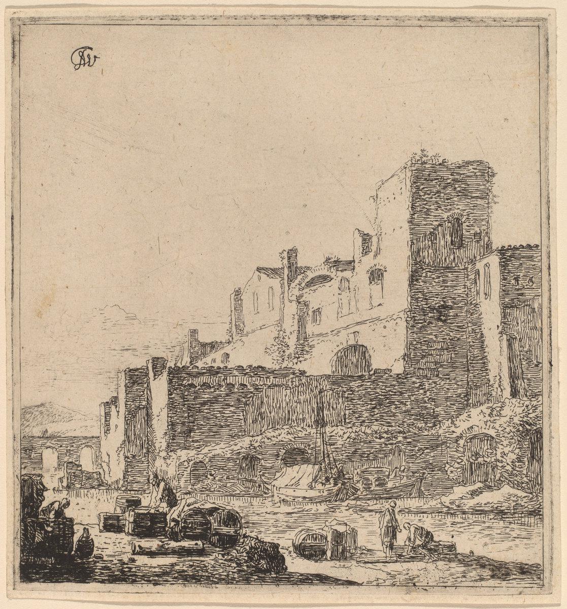 Thomas Wyck:Sailors at the Waterside,16x12"(A3) Poster