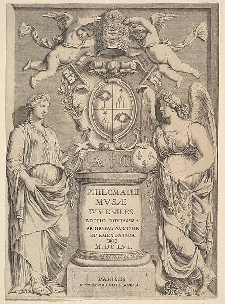 Title Page: Philomathi Musae Juveniles 1655-Attributed to Clau, vintage art, A3 (16x12") Poster Print