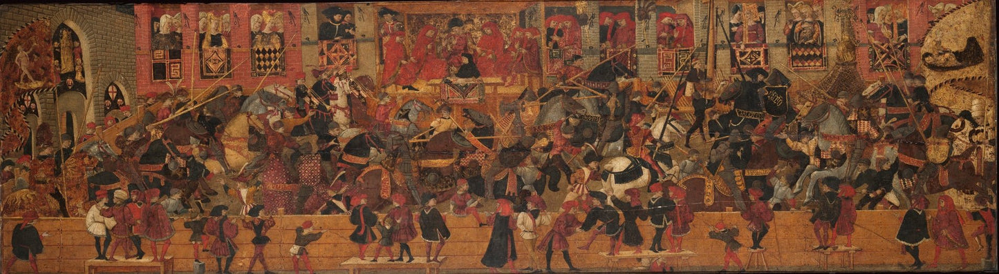Tournament in the Square of Santa Croce, Florence, vintage artwork by Apollonio di Giovanni di Tommaso, A3 (16x12") Poster Print